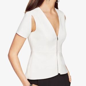 BCBGMaxAzria White Zippered Blouse